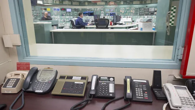 Dedicated phone lines outside the control room at Three Mile Island provide direct access to government agencies. File, York Daily Record