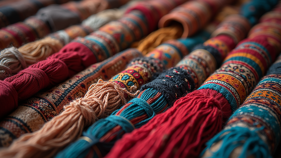 High angle view of intricate Bhutanese textiles