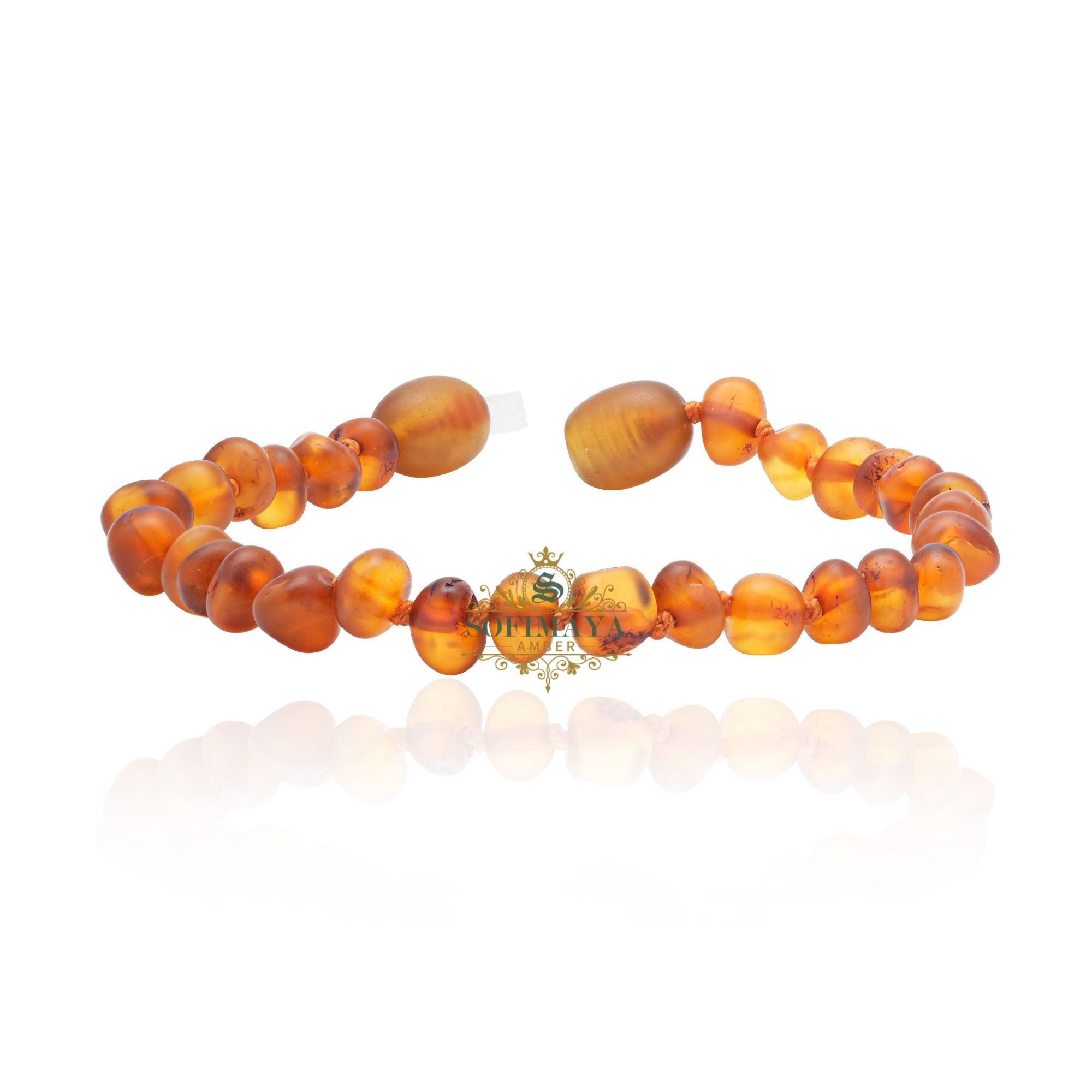Matte Cognac Natural Baltic Amber Children's Bracelet