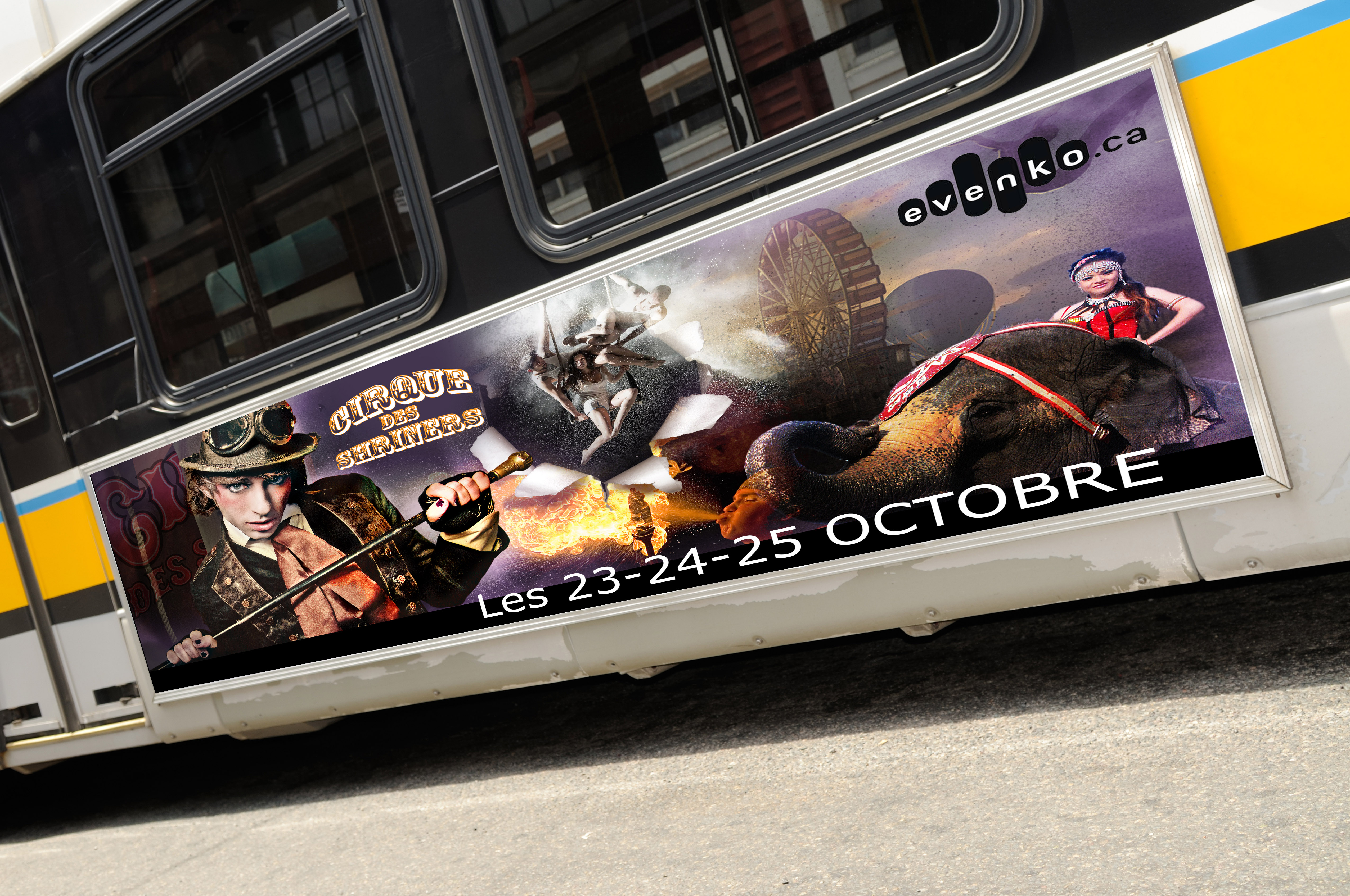 Circus billboard on bus