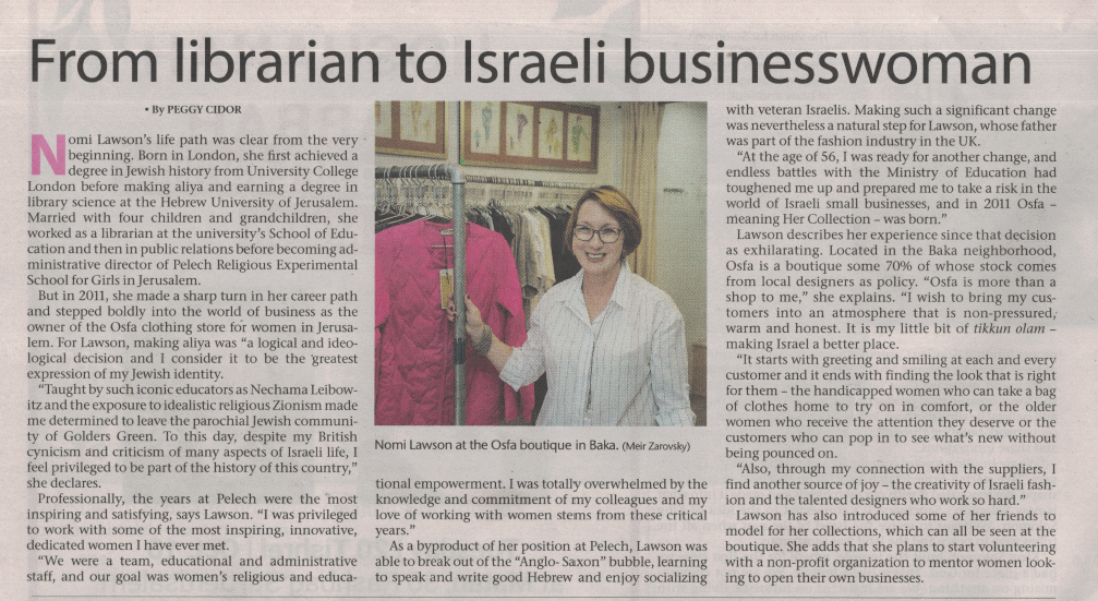 From Librarian to Israeli Businesswoman Osfa Collection
