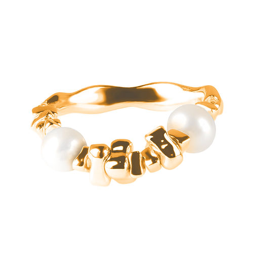 Luminous Pearl Wave Ring