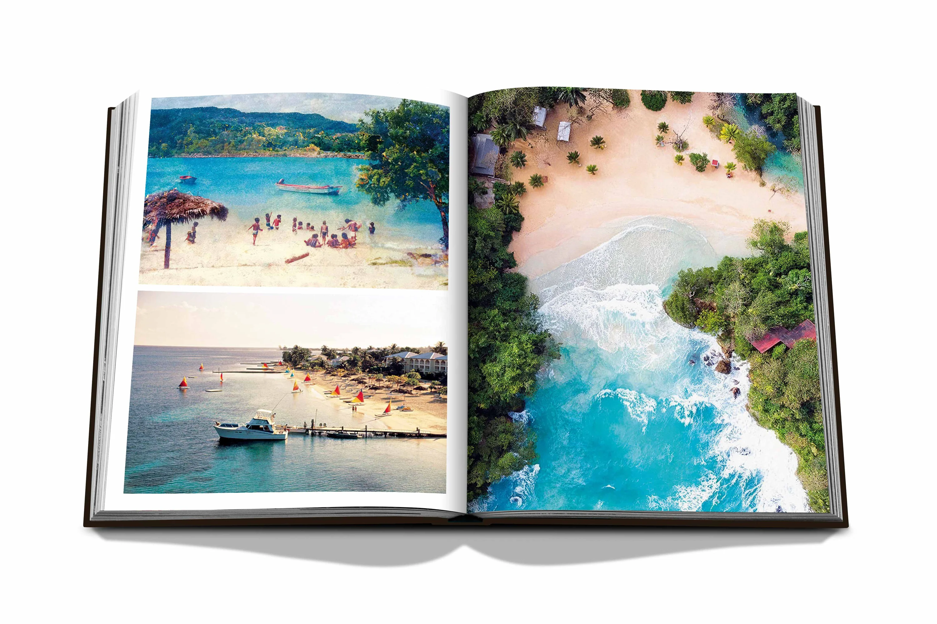 Images from the Jamaica Vibes book showing beautiful white sand beaches in Jamaica