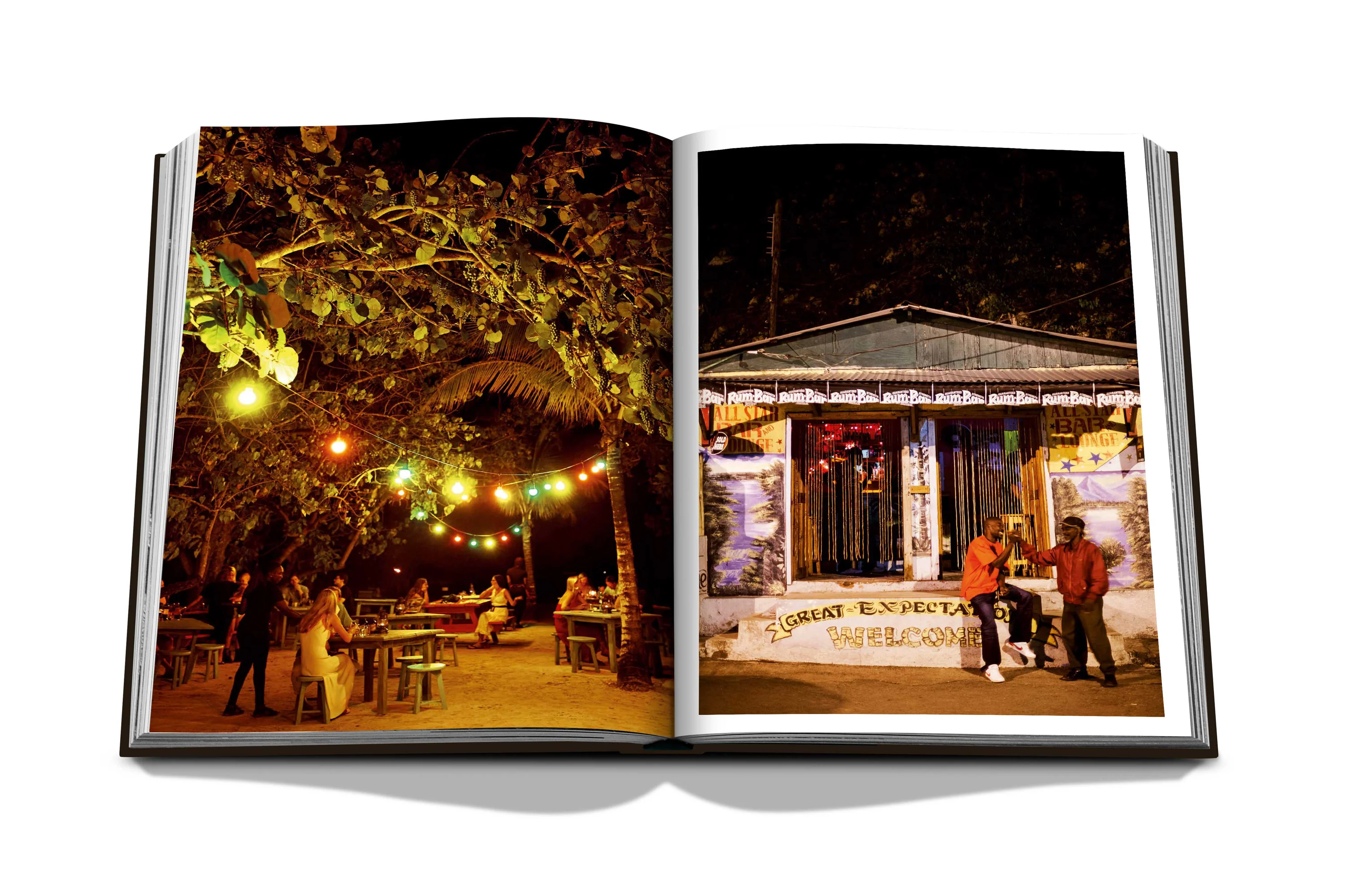 Images from the Jamaica Vibes book showing local eateries in Jamaica