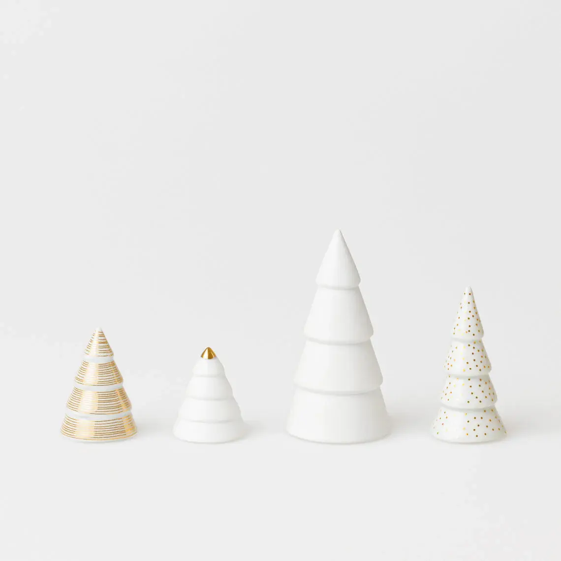 Winter Village Porcelain Fir Trees - Set of 4
