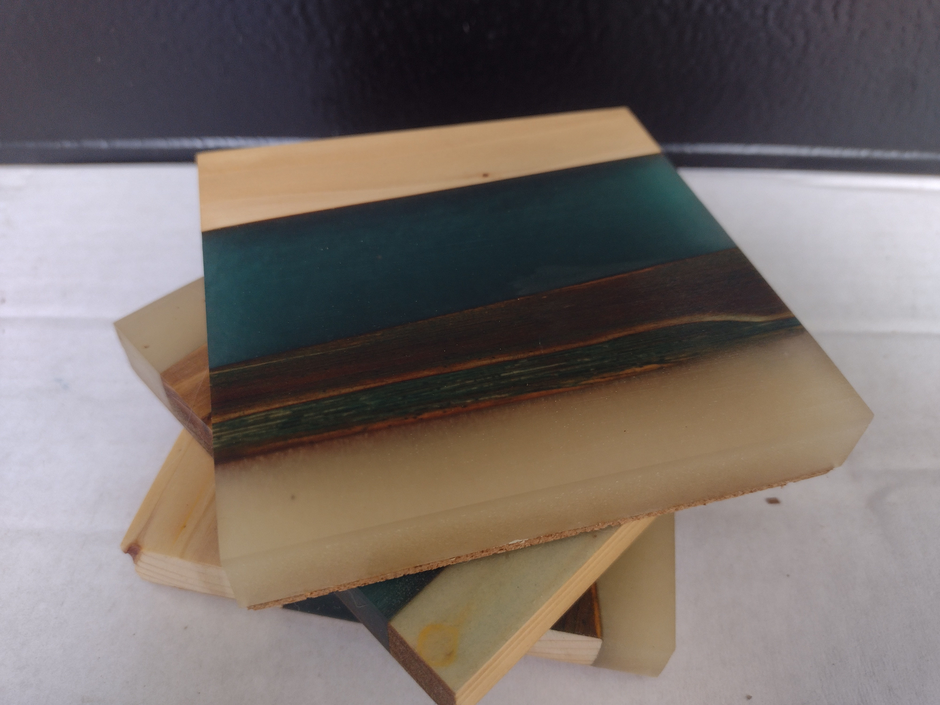 Wood/Resin Coasters - Green