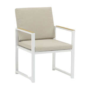 aluminium dining chair, outdoor dining chair , wood like finish aluminium , Kalindi ,Cyprus, heavy duty chair
