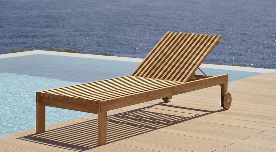 teak wood sunbeds, heavy duty sun lounger , custom made outdoor furniture , Kalindi , Cyprus