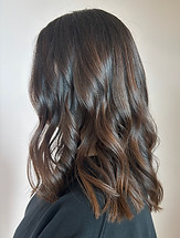 Rich Chocolate Brown with Dimension and curled hair