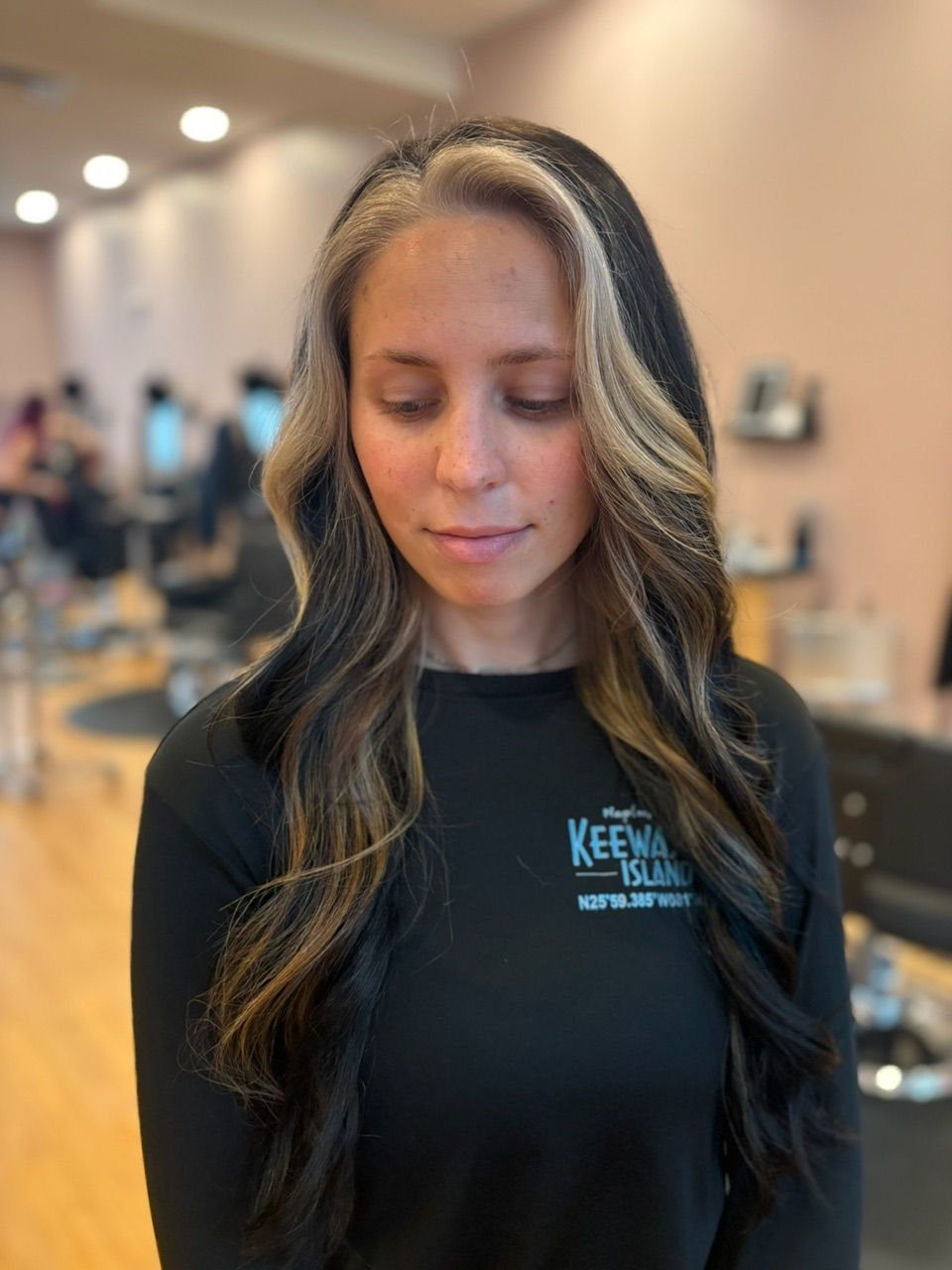 Accent Highlight Money Piece High Contrast with Black Hair