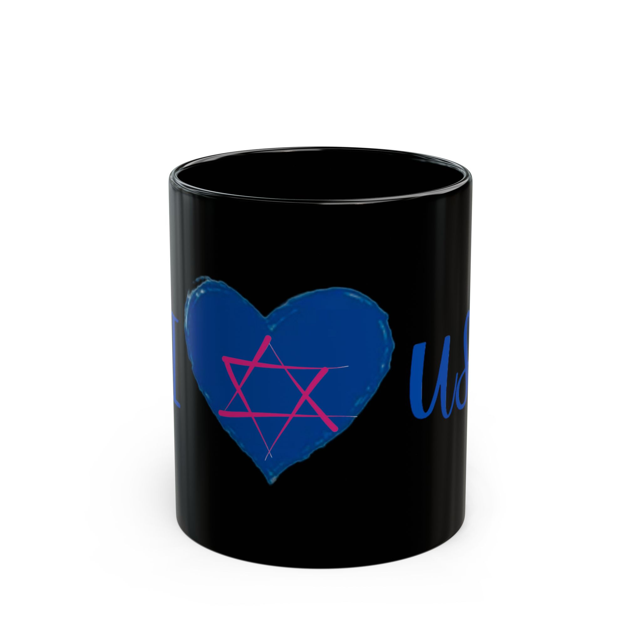Black I Heart Us Magen David Mug (11oz, 15oz)