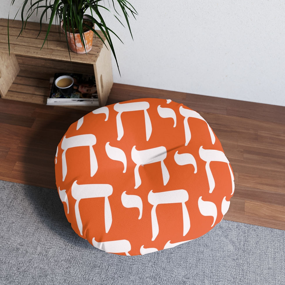 Chai Tufted Floor Pillow (Orange White)