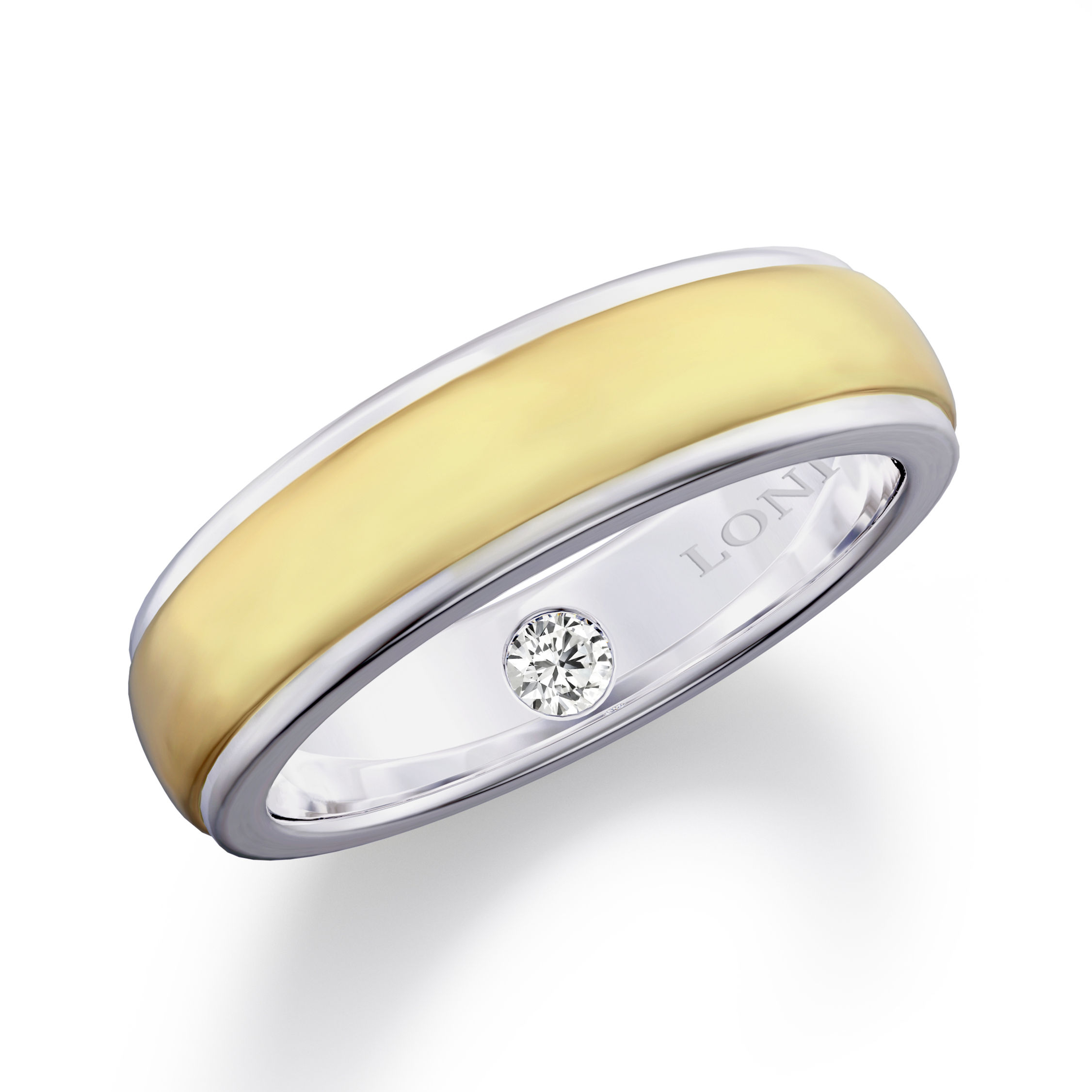 Two-tone Wide Band Hidden Diamond Ring