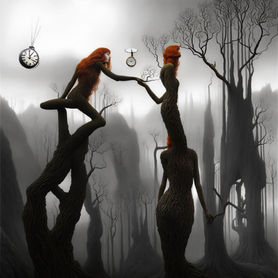 surrealist--redhead-treewoman-dream-caused-by-the-flight-of-a-clock-a-tree-a-second-before