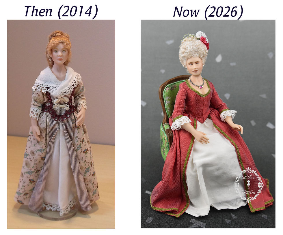 A comparison image, showing a doll from 2014 to 2026.