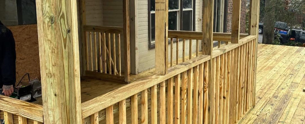 New Heritage Construction building a new covered back porch for residential client.