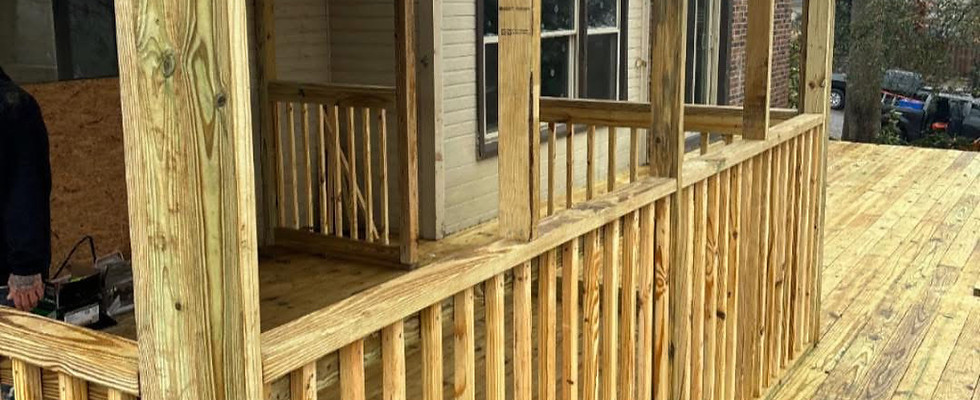 New Heritage Construction building a new covered back porch for residential client.