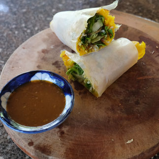 Dégustation crêpe au porc, aux légumes et aux crevettes
