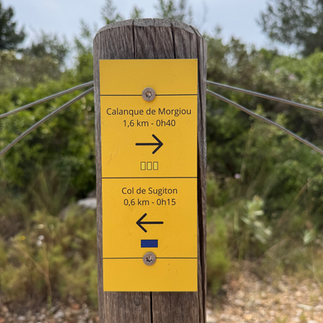 Panneau d'indication des deux calanques