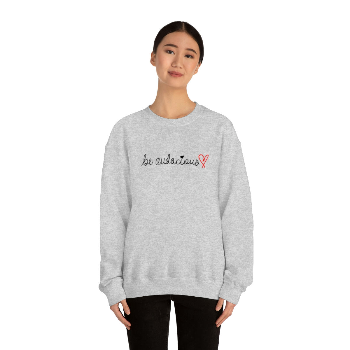 Cursive With Big Heart | Crewneck Sweatshirt