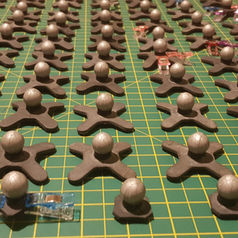 Mocap markers arranged on a grid 