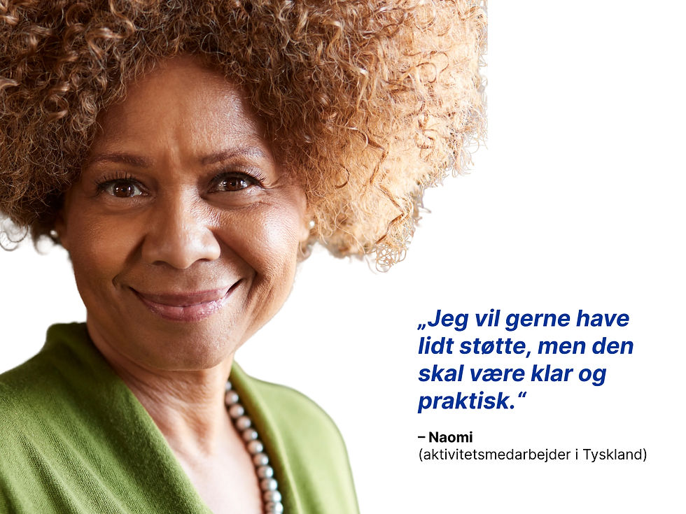 Fiktiv person; citatet er baseret på virkelige udtalelser fra plejepersonale i interviews og under praksisbesøg.