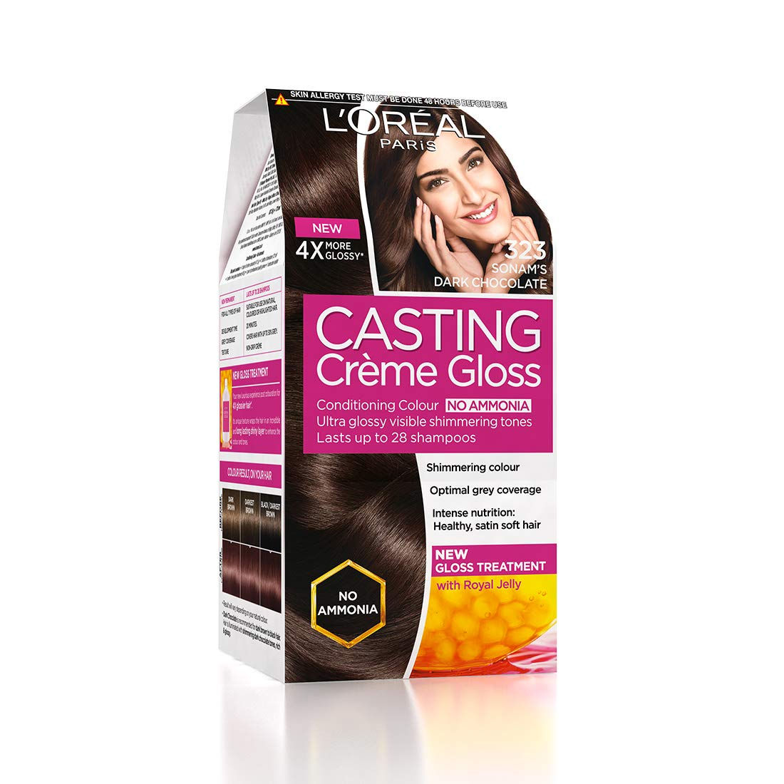 LOREAL PARIS 323 DARK CHOCOLATE CASTING CREME GLOSS CONDITIONING COLOR NO AMMONI
