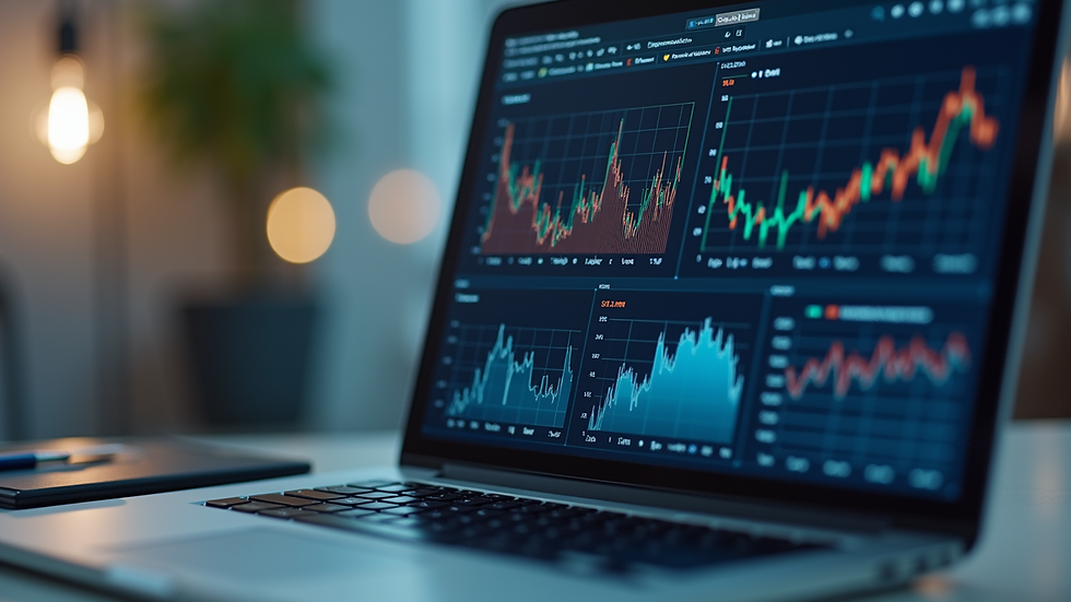 Close-up view of a laptop screen displaying industrial data analytics
