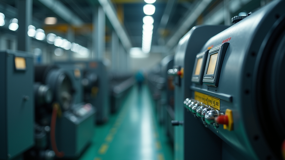 Eye-level view of industrial plant machinery with operational controls
