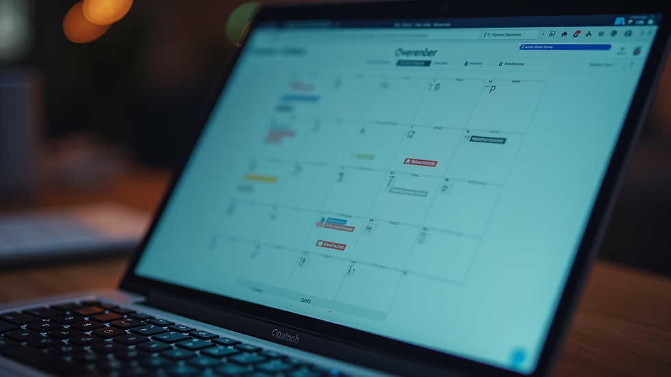 Close-up view of a digital calendar on a laptop screen
