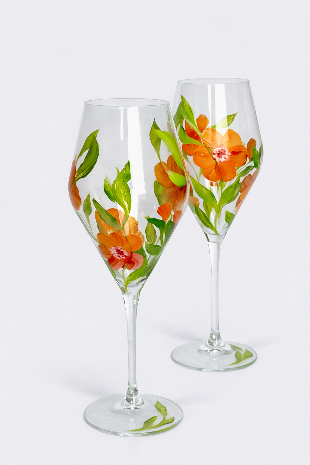 2 Taças de Cristal Vinho | Coleção Flores 