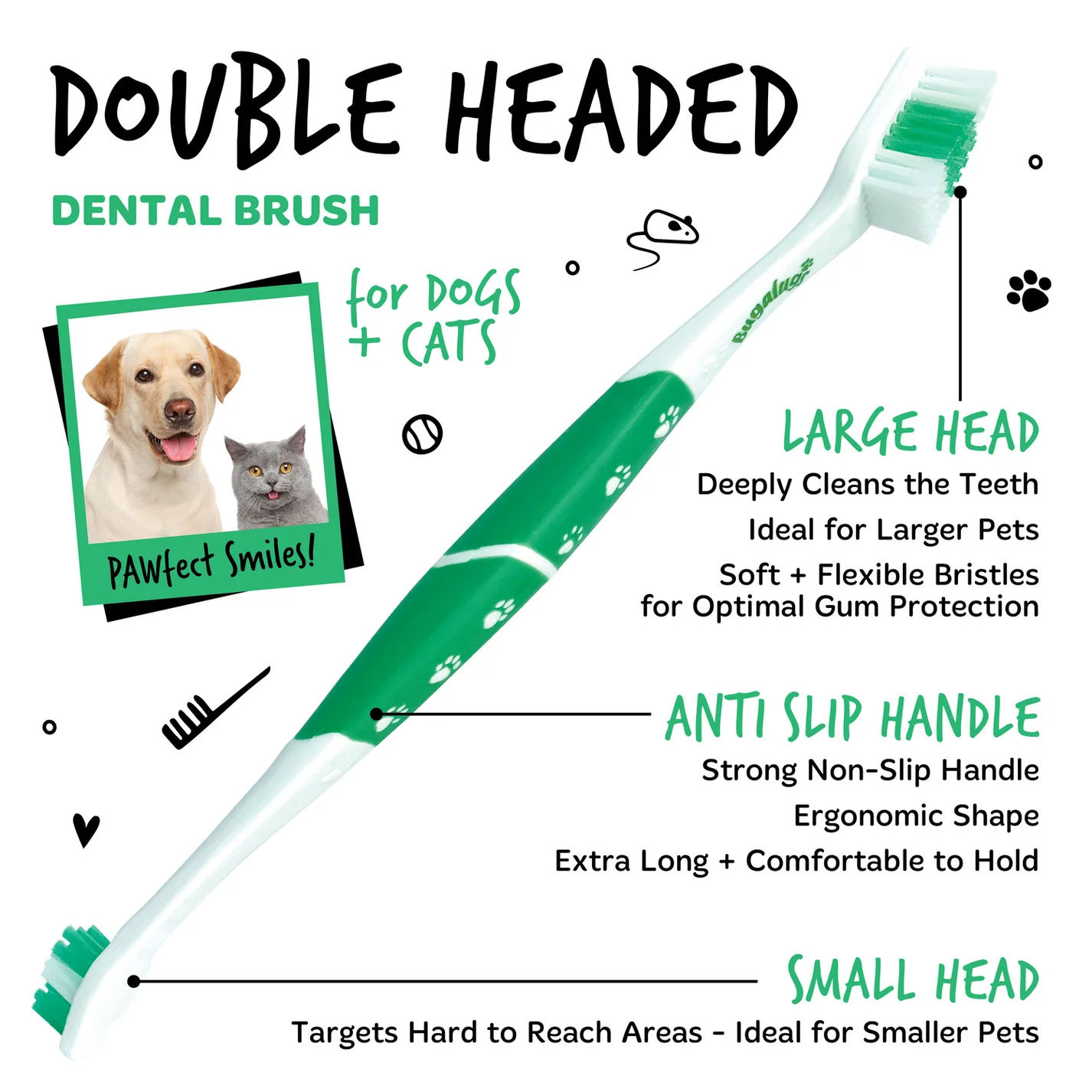 Bugalugs Double-Ended Pet Toothbrush