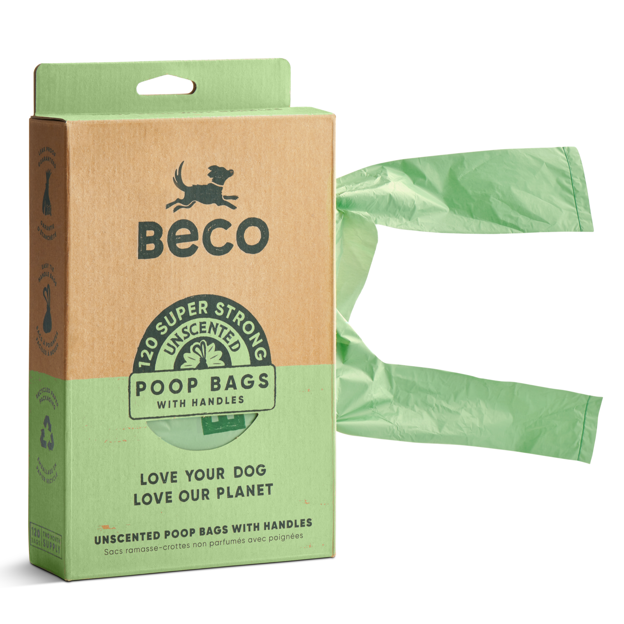 Beco Unscented Poop Bags With Handles 120's