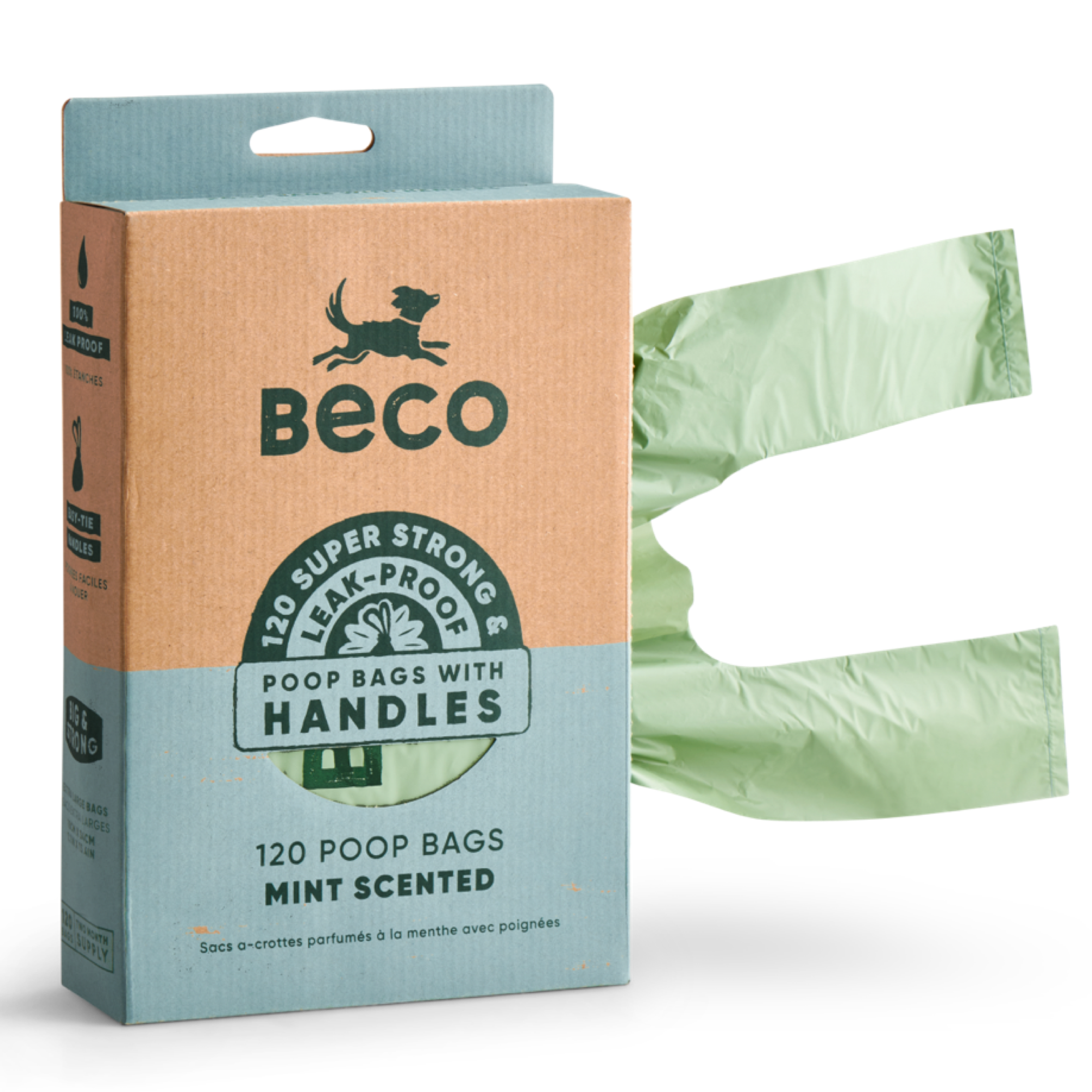 Beco Mint Scented Poop Bags With Handles 120's