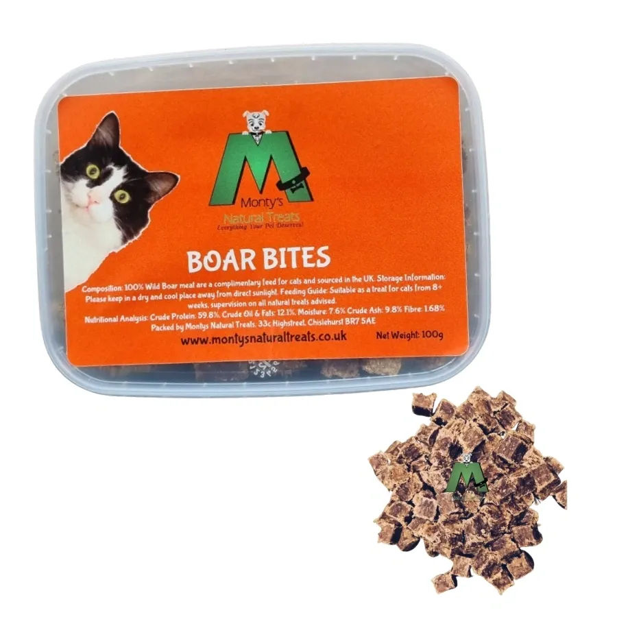 Montys Cat Treats Boar Bites 100g