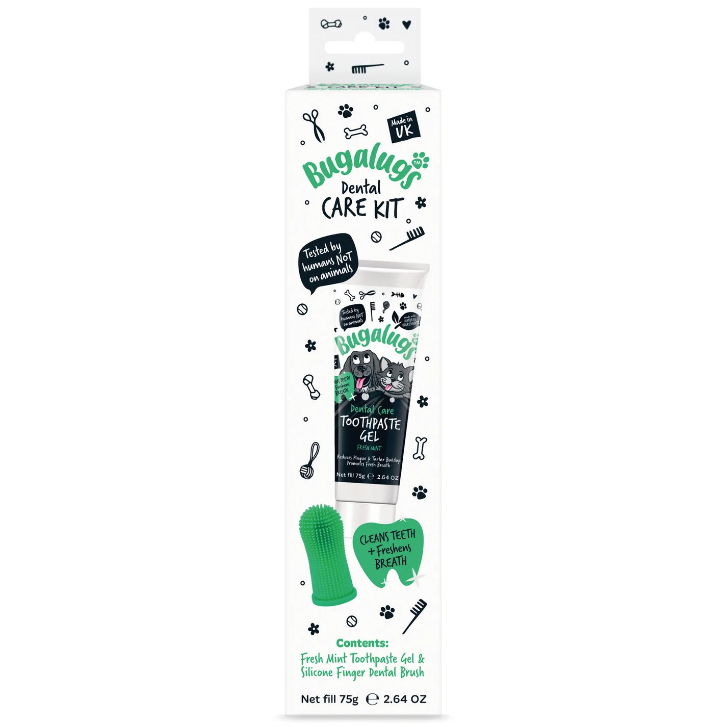 Bugalugs Dental Kit  (Minty Fresh Toothpaste 75g, Finger Toothbrush)