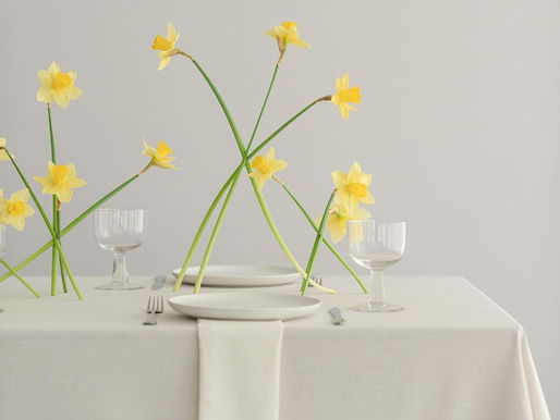 Easter tablescape with daffodills