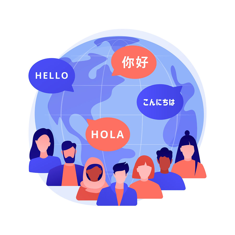 Icon for multilingual support showing Sirius Voice AI speaks English, Spanish, German and more to ensure inclusive patient care.