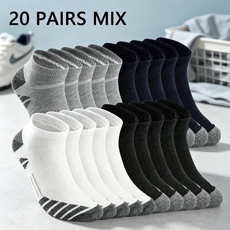 10/20 Pairs of Men's Short Socks, All-Season Low-Cut Round Socks,