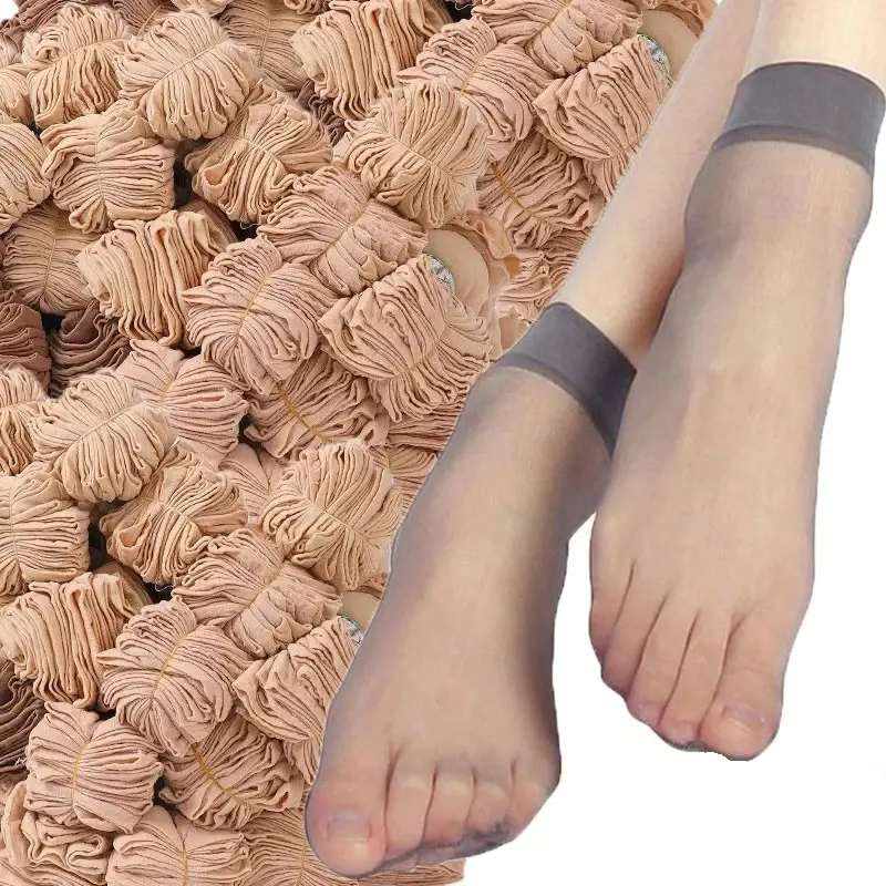 10-50Pairs Transparent Thin Socks Women Black Skin Ultrathin Stockings