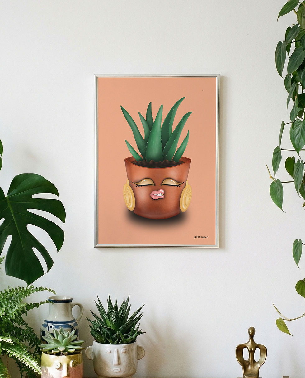 fun handmade digital art print aloe vera plant queer pop culture sweden from pintsizepet