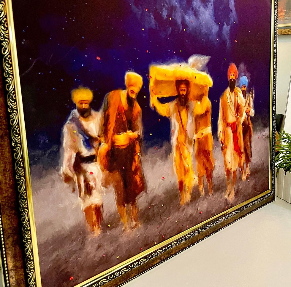 Thumbnail: Guru Granth Sahib Ji Prakash Amrit Vela oil painting | Guru Nanak Dev Ji | Guru
