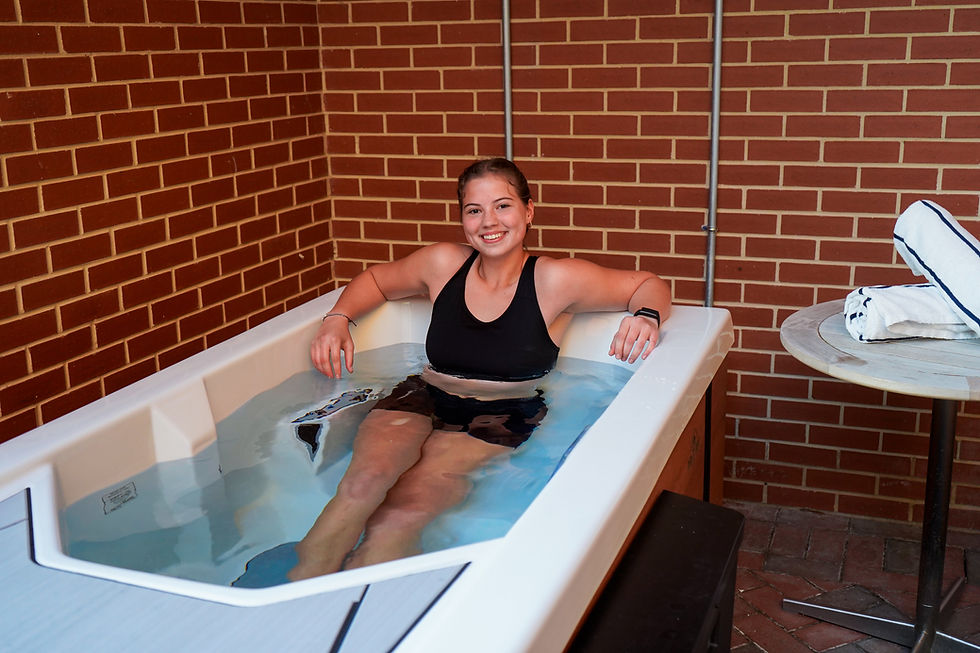 Student in cold tub