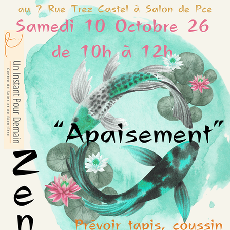 Atelier "Apaisement" pratiques en Yoga & Sophro le samedi 10 octobre 26 de 10h à 12h
