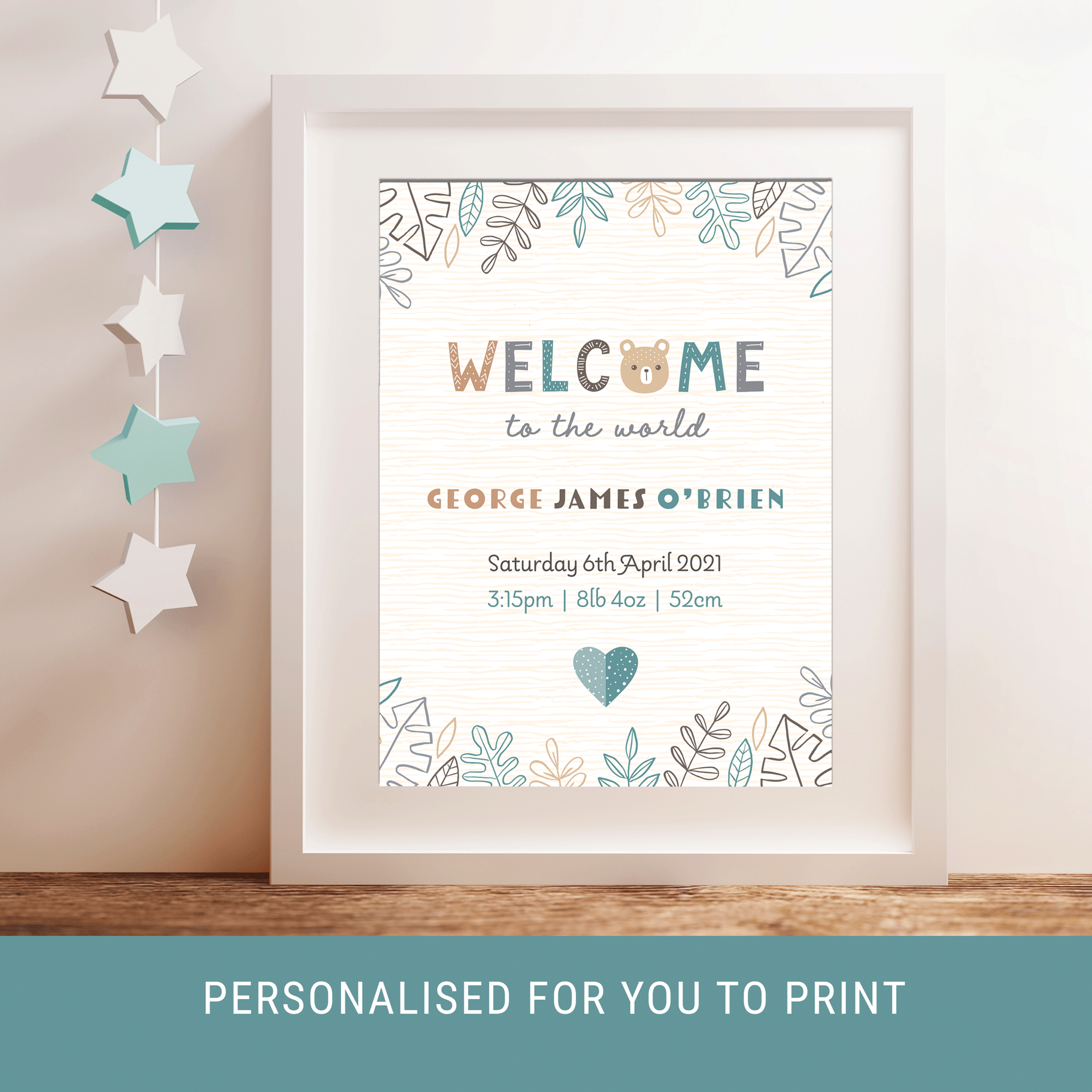 Welcome Baby Poster Nature Theme A2 / A3 / A4
