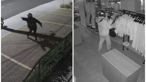 Dupla quebra vitrine com pedra e causa prejuízo de R$ 40 mil em loja no interior de SP