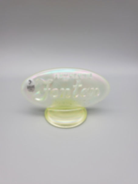 Fenton Glass Carnival Vaseline Opal Oval Logo Dealer Sign