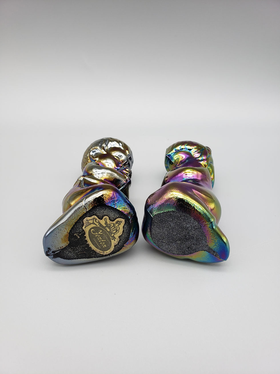 Thumbnail: Fenton Glass Carnival Amethyst Praying Boy Girl Figurine