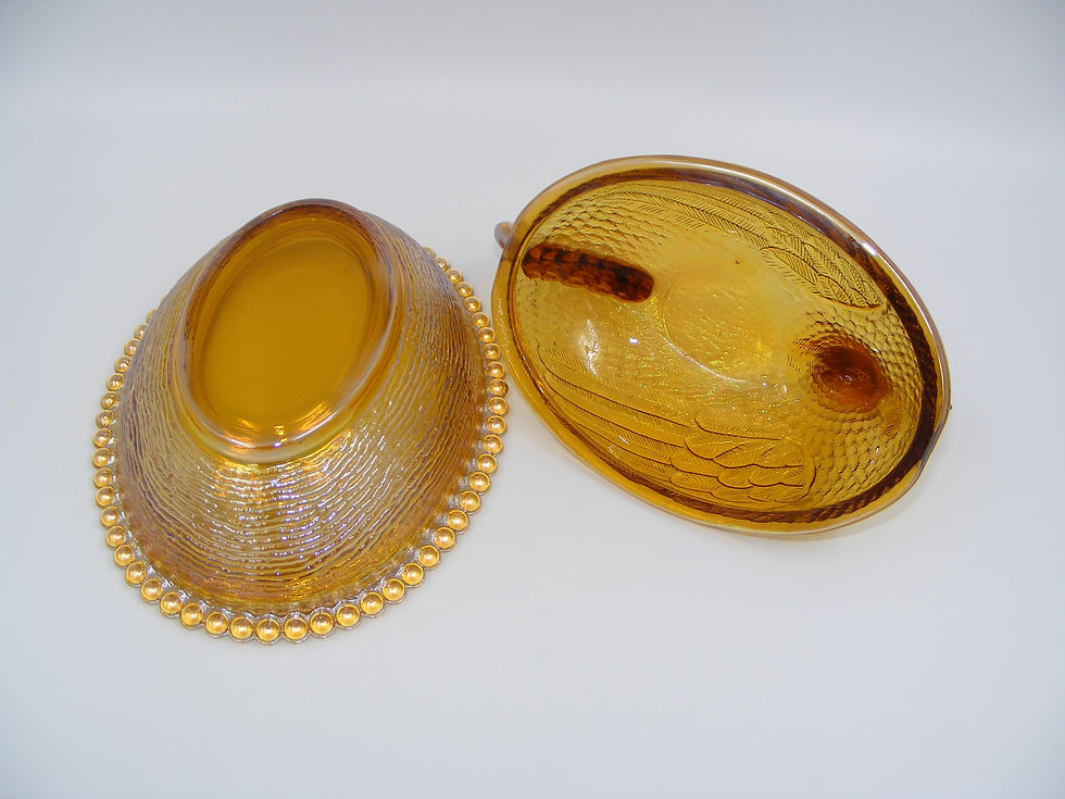 Thumbnail: Indiana Glass Marigold Carnival Hen on Nest Chicken in a Basket Candy Dish