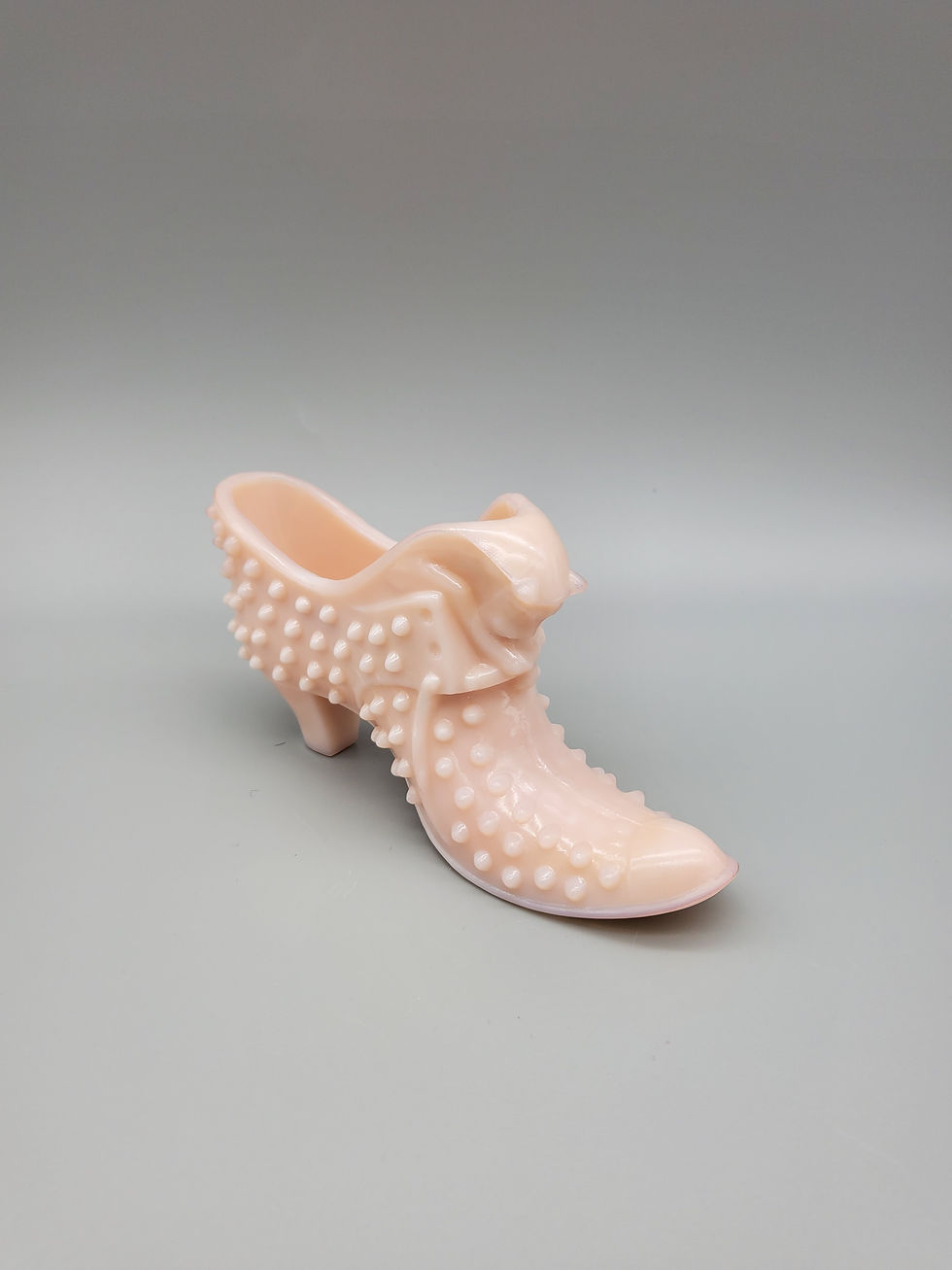 Fenton Glass Hobnail Milk Glass Pastel Pale Pink Shoe Figurine